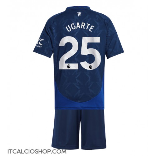 Manchester United Manuel Ugarte #25 Seconda Maglia Bambino 2024-25 Manica Corta (+ Pantaloni corti)